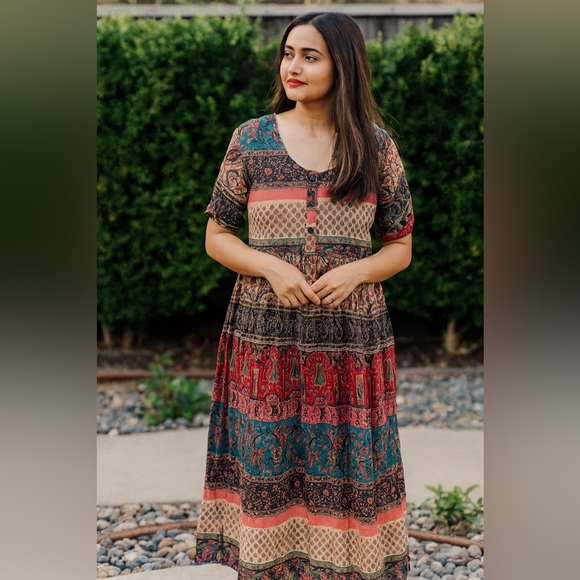 Dresses & Skirts - Melrose Boho Patchwork Bohemian Midi Dress